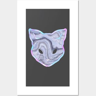 Geode prismatic iridescent gemstone cat Posters and Art